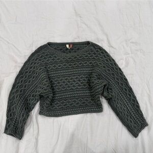 Pilcro Olive Green Cable Knit Turtleneck Sweater